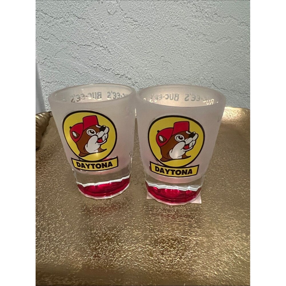 #2125**Daytona Buc-ee's Beaver Shot Glass Set - Red & Yellow Logo